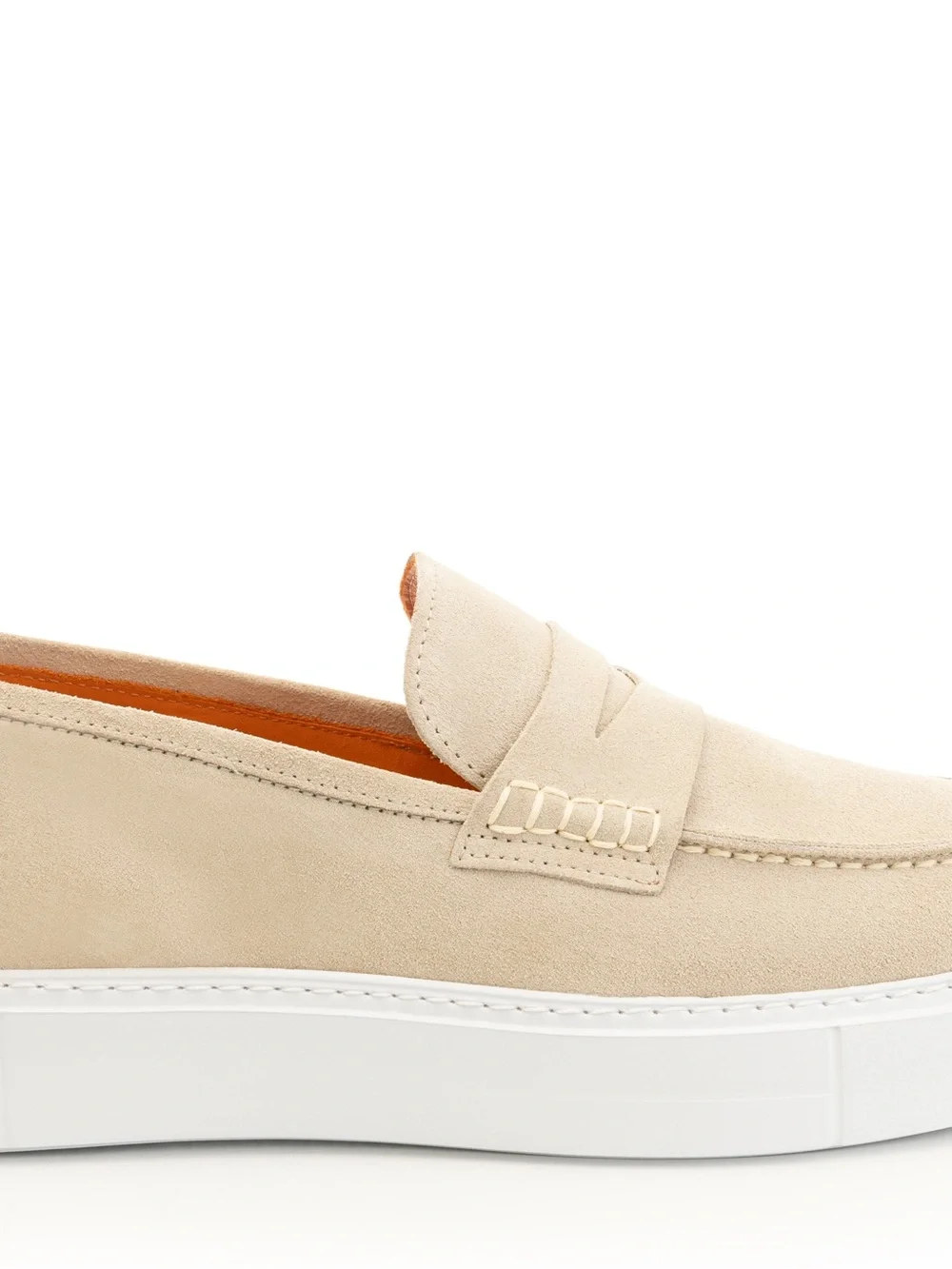 Beige Suede Penny Loafers for Men